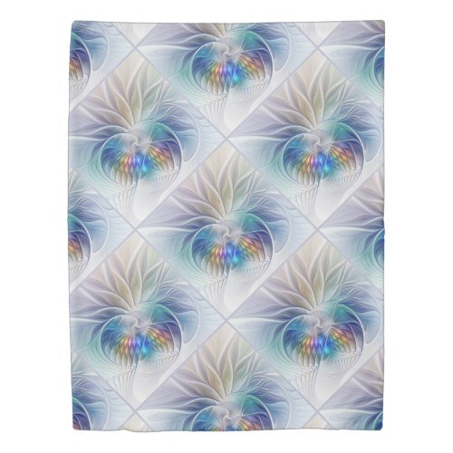 Floral Fantasy Colorful Abstract Fractal Flower Duvet Cover