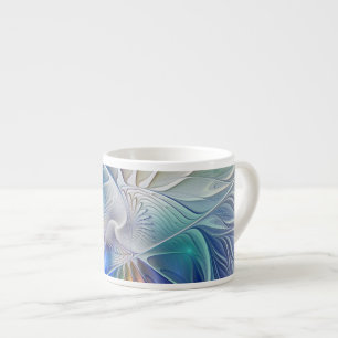 Floral Fantasy, Colorful Abstract Fractal Flower Espresso Cup