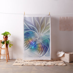 Floral Fantasy, Colorful Abstract Fractal Flower Fabric