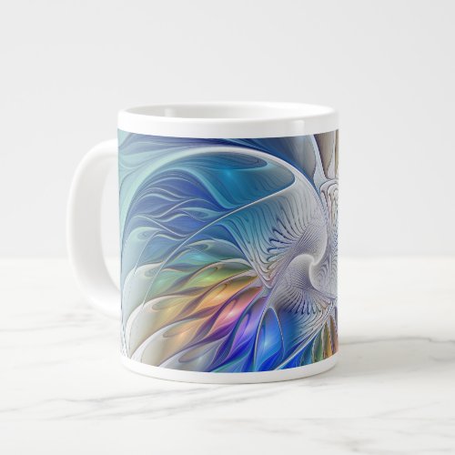 Floral Fantasy Colorful Abstract Fractal Flower Giant Coffee Mug