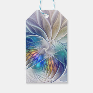 Floral Fantasy, Colorful Abstract Fractal Flower Gift Tags