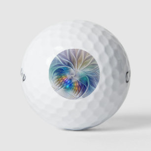 Floral Fantasy, Colorful Abstract Fractal Flower Golf Balls