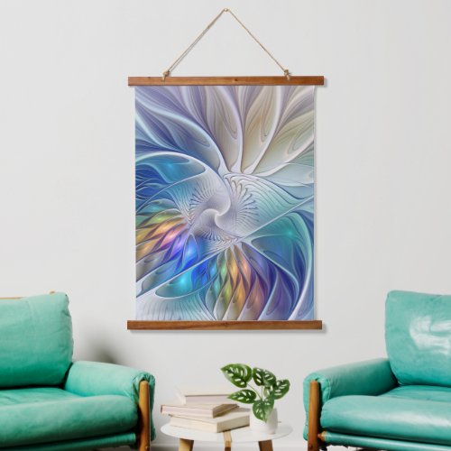 Floral Fantasy Colorful Abstract Fractal Flower Hanging Tapestry