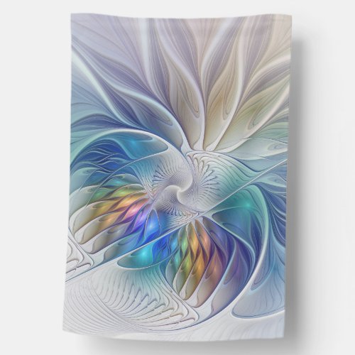 Floral Fantasy Colorful Abstract Fractal Flower House Flag