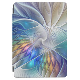 Floral Fantasy, Colorful Abstract Fractal Flower iPad Air Cover