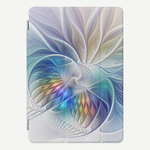 Floral Fantasy, Colorful Abstract Fractal Flower iPad Pro Cover