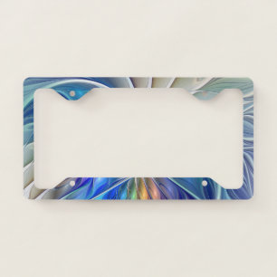Floral Fantasy, Colorful Abstract Fractal Flower License Plate Frame