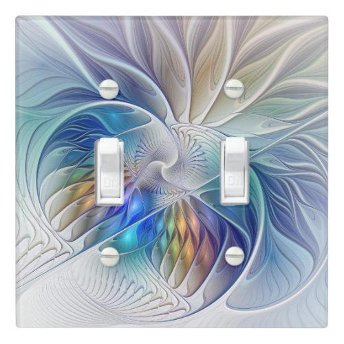 Floral Fantasy Colorful Abstract Fractal Flower Light Switch Cover