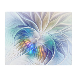 Floral Fantasy, Colorful Abstract Fractal Flower Metal Print
