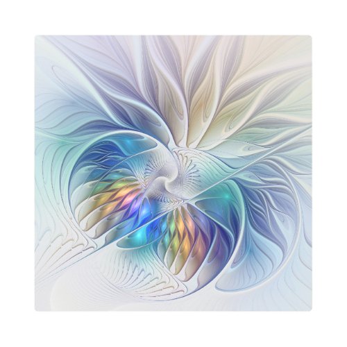 Floral Fantasy Colorful Abstract Fractal Flower Metal Print