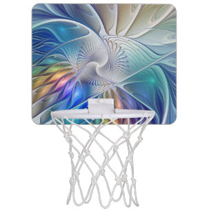 Floral Fantasy, Colorful Abstract Fractal Flower Mini Basketball Hoop