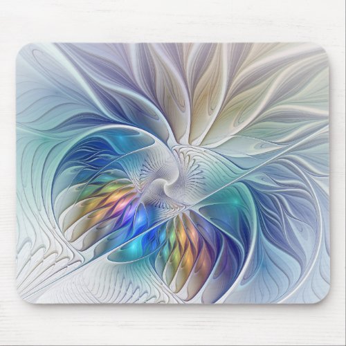 Floral Fantasy Colorful Abstract Fractal Flower Mouse Pad