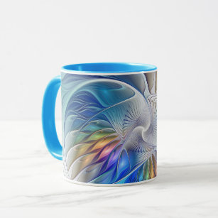 Floral Fantasy, Colorful Abstract Fractal Flower Mug