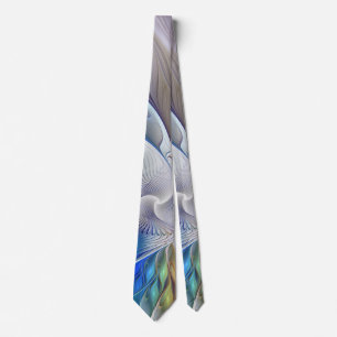 Floral Fantasy, Colorful Abstract Fractal Flower Neck Tie