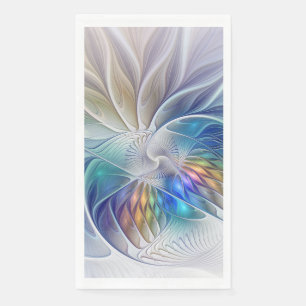 Floral Fantasy, Colorful Abstract Fractal Flower Paper Guest Towels