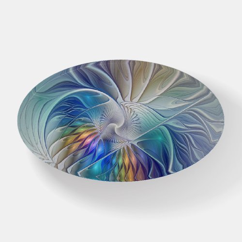 Floral Fantasy Colorful Abstract Fractal Flower Paperweight