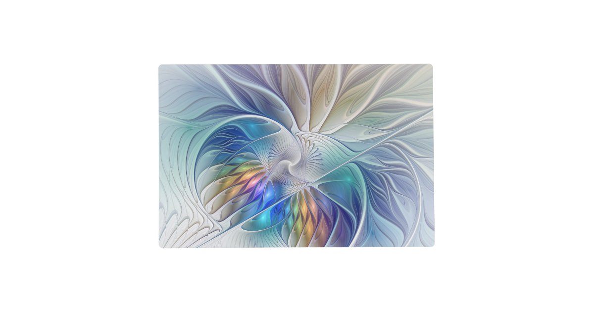 Floral Fantasy, Colorful Abstract Fractal Flower Placemat Zazzle
