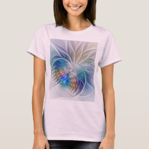 Floral Fantasy, Colorful Abstract Fractal Flower T-Shirt