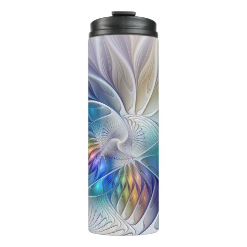 Floral Fantasy Colorful Abstract Fractal Flower Thermal Tumbler