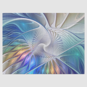 Floral Fantasy, Colorful Abstract Fractal Flower Tissue Paper