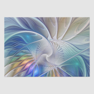 Floral Fantasy, Colorful Abstract Fractal Flower Tissue Paper