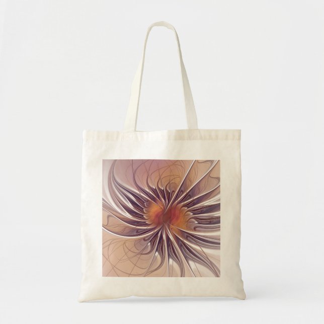 Floral Fantasy, Colorful Abstract Fractal Flower. Tote Bag (Front)