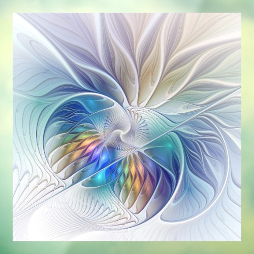 Floral Fantasy Colorful Abstract Fractal Flower Window Cling