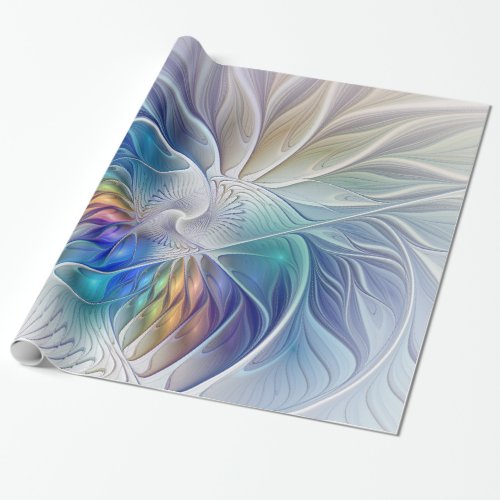 Floral Fantasy Colorful Abstract Fractal Flower Wrapping Paper