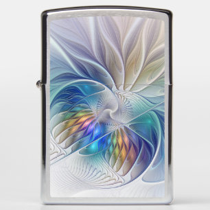 Floral Fantasy, Colorful Abstract Fractal Flower Zippo Lighter