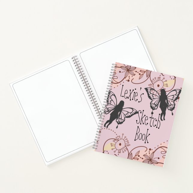 Floral Fantasy Fairies Personalized Sketch Notebook (Inside)