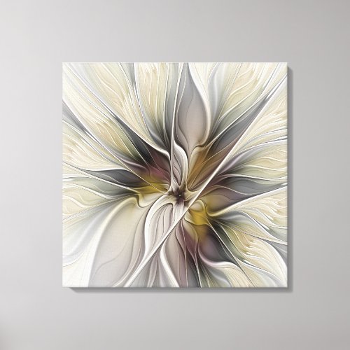 Floral Fantasy Flower with Earth Colors Triptych Canvas Print