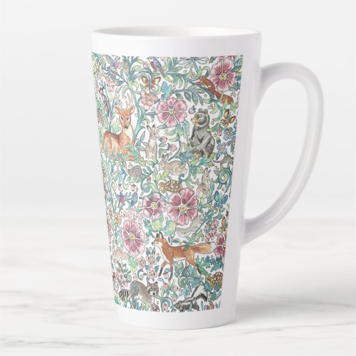 Floral Fantasy Forest Animals Woodland Tapestry Latte Mug