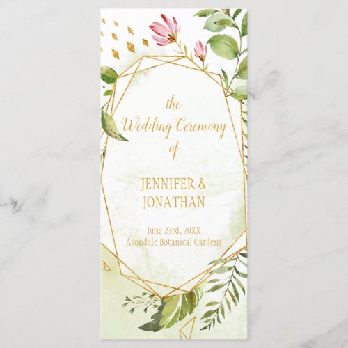 Floral Fantasy Geometric Botanical Wedding Program