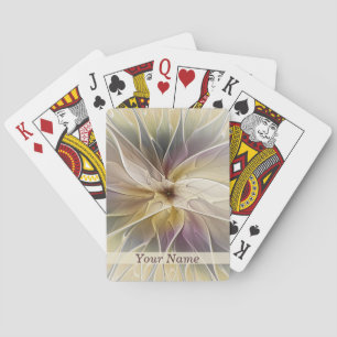 Floral Fantasy Gold Aubergine Abstract Art Name Poker Cards