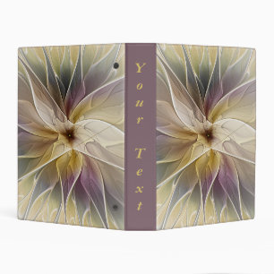 Floral Fantasy Gold Aubergine Abstract Art Text Mini Binder