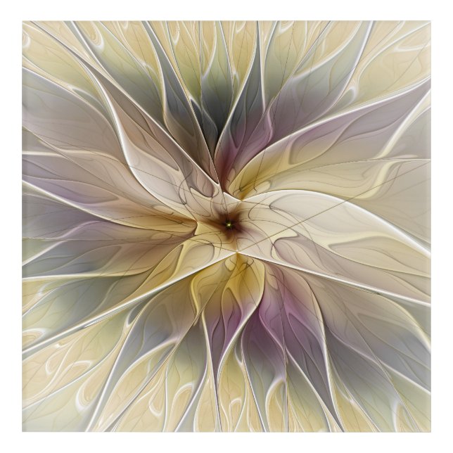 Floral Fantasy Gold Aubergine Abstract Fractal Art (Front)