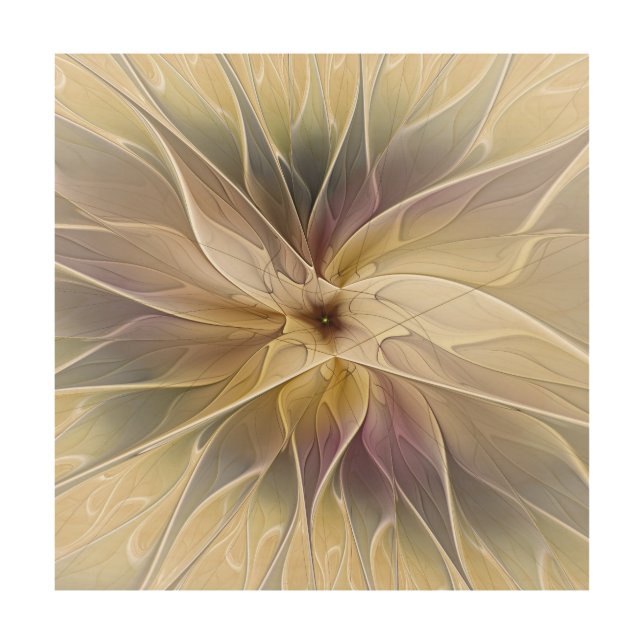Floral Fantasy Gold Aubergine Abstract Fractal Art (Front)