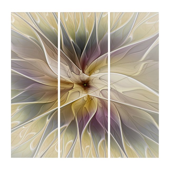 Floral Fantasy Gold Aubergine Abstract Fractal Art (Front)