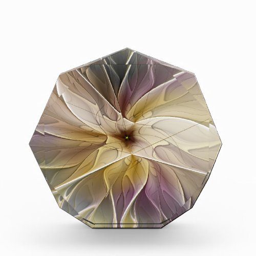 Floral Fantasy Gold Aubergine Abstract Fractal Art Acrylic Award