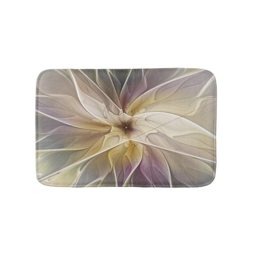 Floral Fantasy Gold Aubergine Abstract Fractal Art Bath Mat