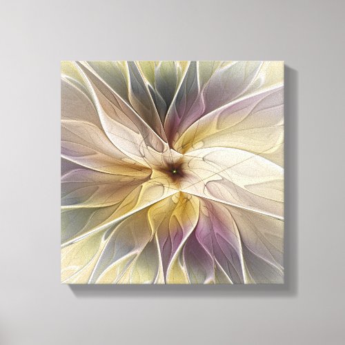Floral Fantasy Gold Aubergine Abstract Fractal Art Canvas Print