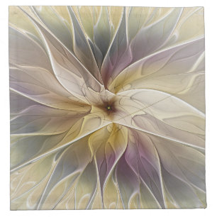 Floral Fantasy Gold Aubergine Abstract Fractal Art Cloth Napkin