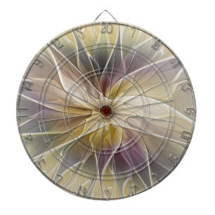 Floral Fantasy Gold Aubergine Abstract Fractal Art Dart Board