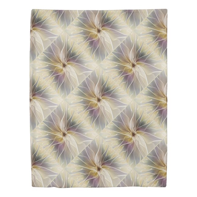 Floral Fantasy Gold Aubergine Abstract Fractal Art Duvet Cover (Front)