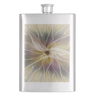 Floral Fantasy Gold Aubergine Abstract Fractal Art Flask