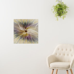 Floral Fantasy Gold Aubergine Abstract Fractal Art Foam Board