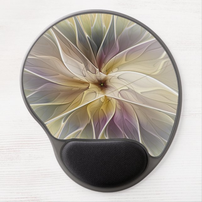 Floral Fantasy Gold Aubergine Abstract Fractal Art Gel Mouse Pad (Front)