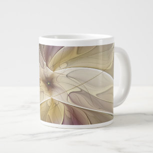 Floral Fantasy Gold Aubergine Abstract Fractal Art Giant Coffee Mug