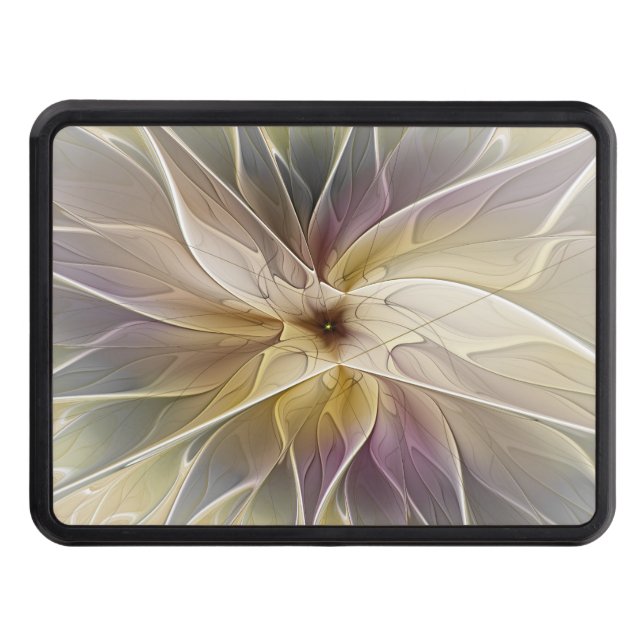 Floral Fantasy Gold Aubergine Abstract Fractal Art Hitch Cover (Front)