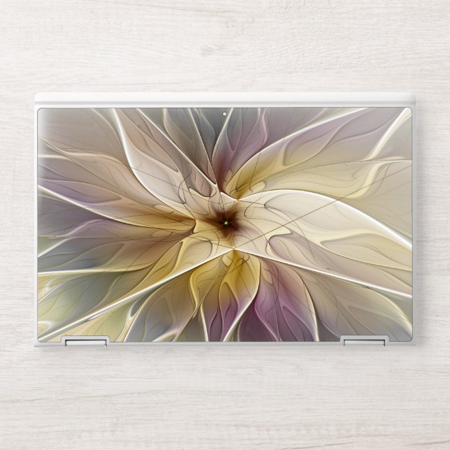 Floral Fantasy Gold Aubergine Abstract Fractal Art HP Laptop Skin (Front)